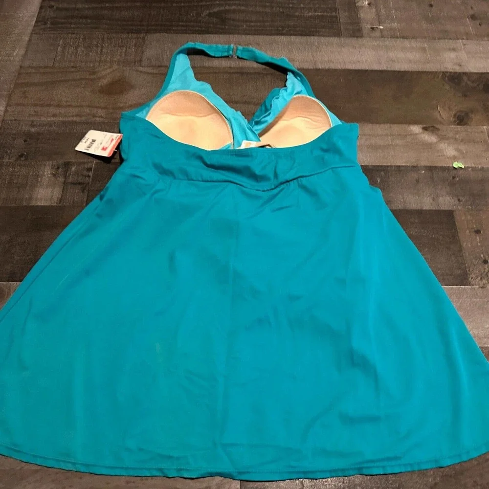 NEW TROPICAL‎ ONE PIECE TIER Lake Blue SWIMSUIT PLUS SIZE 18W